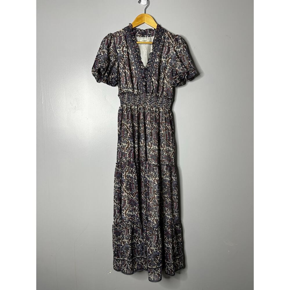 Max Studio Y2K Babydoll Dark Floral Whimsigoth‎ Tiered Maxi Dress Small Prairie